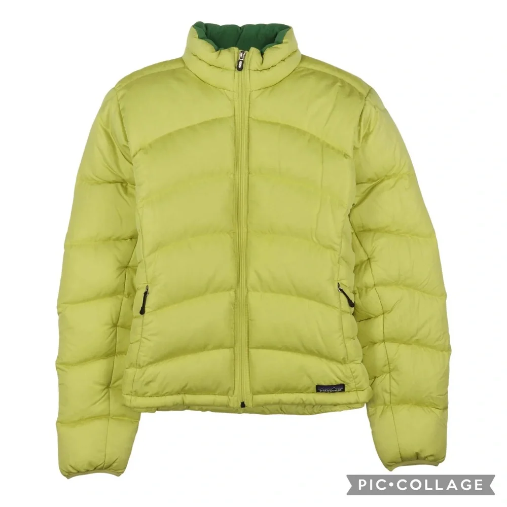 Patagonia Lime Green Vintage Down Puffer Jacket